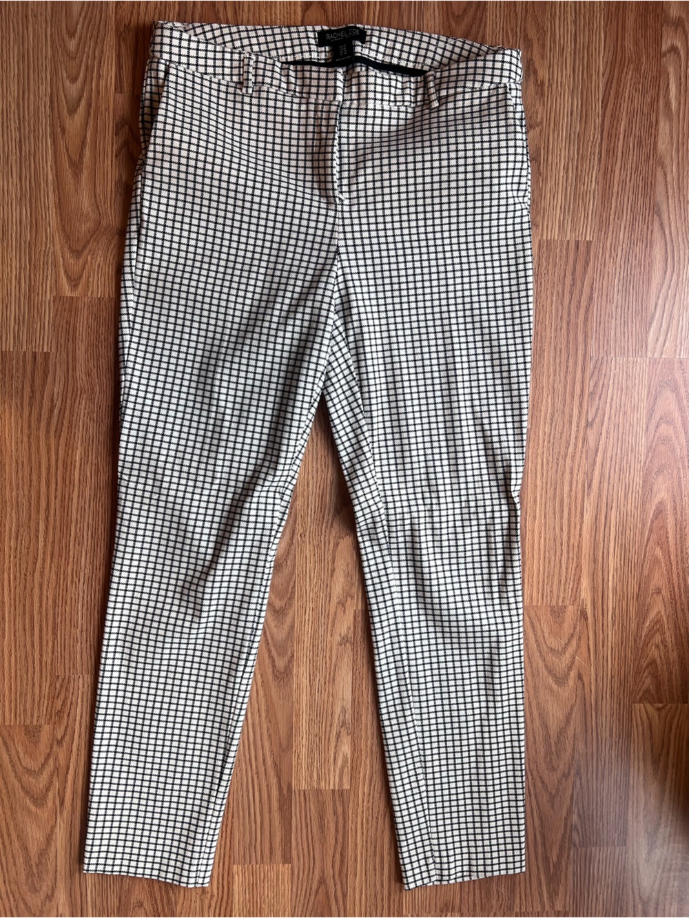 Rachel Zoe Black and White Checked Straight-Leg Pants